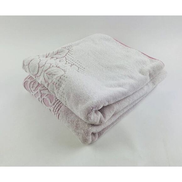 Set 2 Vintage Fieldcrest Bath Towels Pink Flowers Howard Kaplan's French Country - Picture 6 of 16